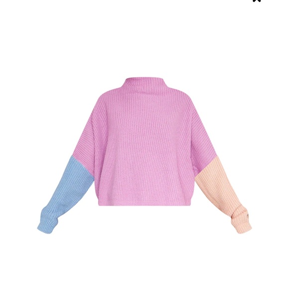 Pink Oversized Color Block Sweatshirt - Picture 6 of 9